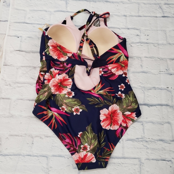 PLUS Keyhole Halter High Neck One Piece Swimsuit size 16W - Picture 2 of 6